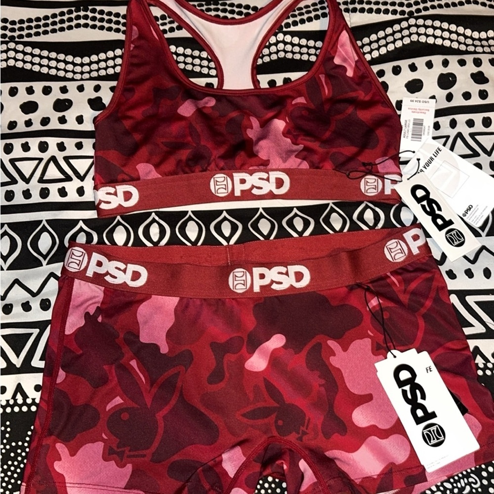 PSD Burgundy and Pink Camo Activewear Set